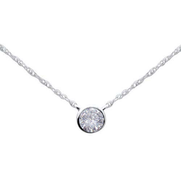 SPECIAL!.22ct G SI 14K White Gold Diamond Solitaire Pendant Necklace 18" Long Chain