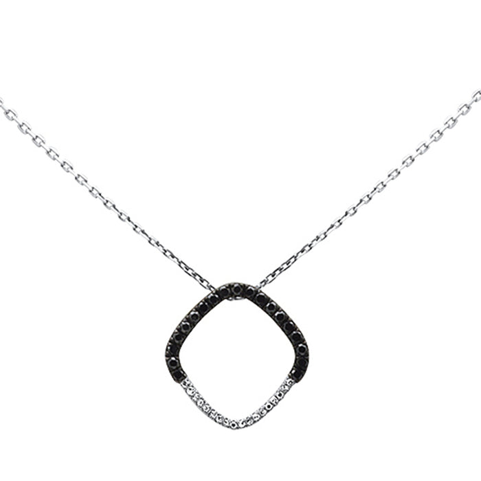 .20ct G SI 14K White Gold Black & White Diamond Pendant Necklace 18" Long Chain