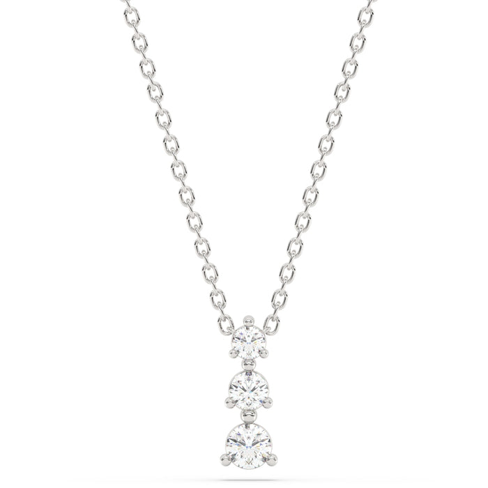 SPECIAL!.33ct G SI 14K White Gold Three Stone Diamond Pendant Necklace 18" Long Chain