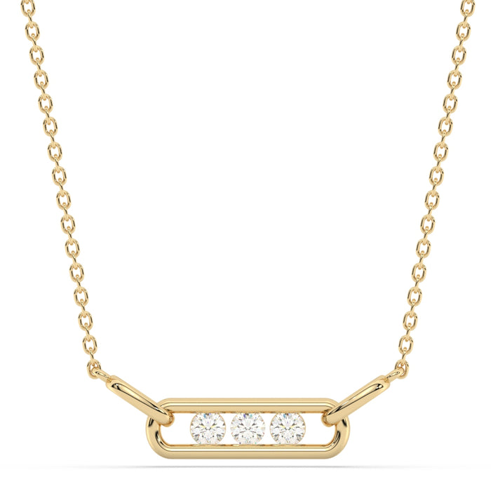 SPECIAL! .33ct G SI 14K Yellow Gold Three Stone Diamond Pendant Necklace 18" Chain