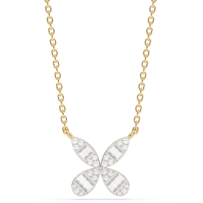 SPECIAL!.20ct G SI 14K Yellow Gold Round & Baguette Diamond Pendant Necklace 18" Long Chain