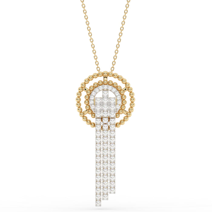 SPECIAL!1.25ct G SI 14K Yellow Gold Diamond Beaded Drop Pendant Necklace 18" Long Chain