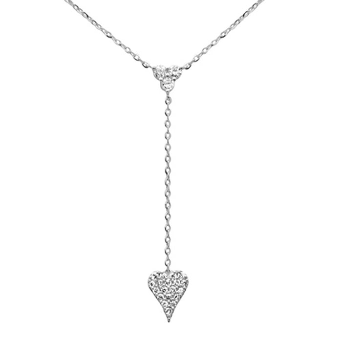 DIAMOND CLOSEOUT! .18ct G SI 14K White Gold Diamond Heart Shape Drop Pendant Necklace 16+2" Ext Long