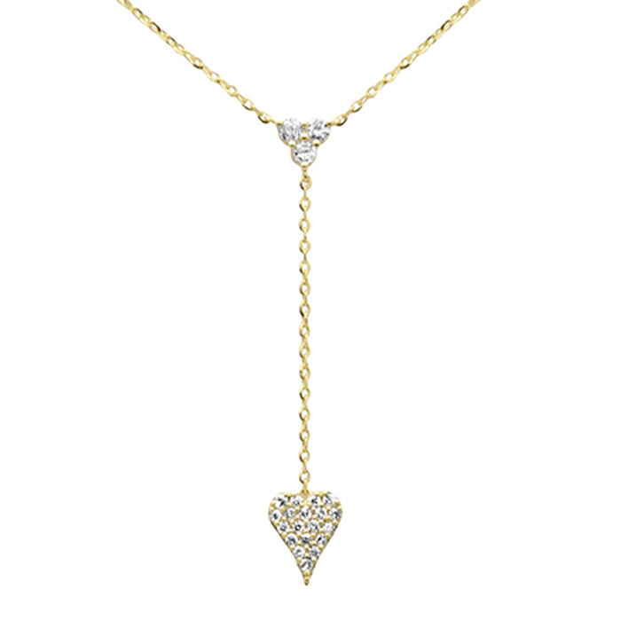 DIAMOND CLOSEOUT! .17ct G SI 14K Yellow Gold Diamond Heart Shape Drop Pendant Necklace 16+2" Ext Long