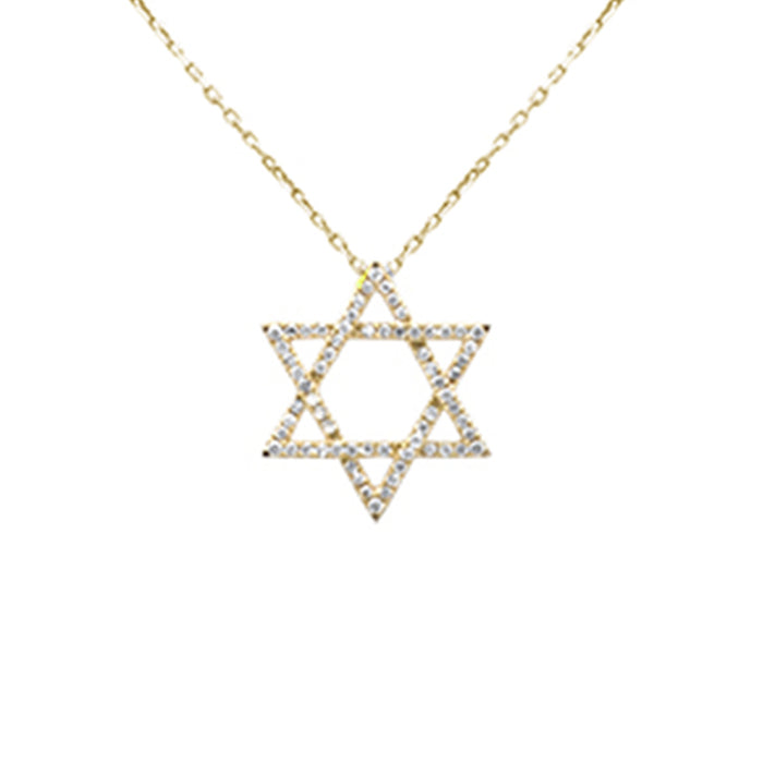 DIAMOND CLOSEOUT! .23ct G SI 14K Yellow Gold Diamond Star of David Pendant 18" long Chain