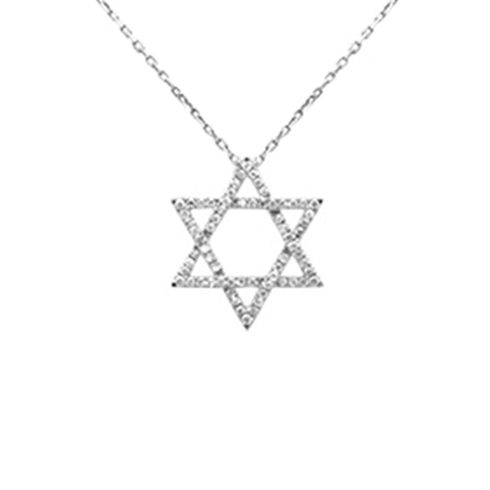 DIAMOND CLOSEOUT! .23ct G SI 14K White Gold Diamond Star of David Pendant 18" long Chain