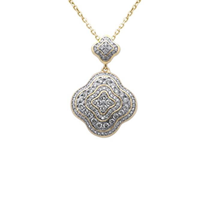 DIAMOND CLOSEOUT! .26ct G SI 14K Yellow Gold Diamond Clover Pendant Necklace 18" long Chain