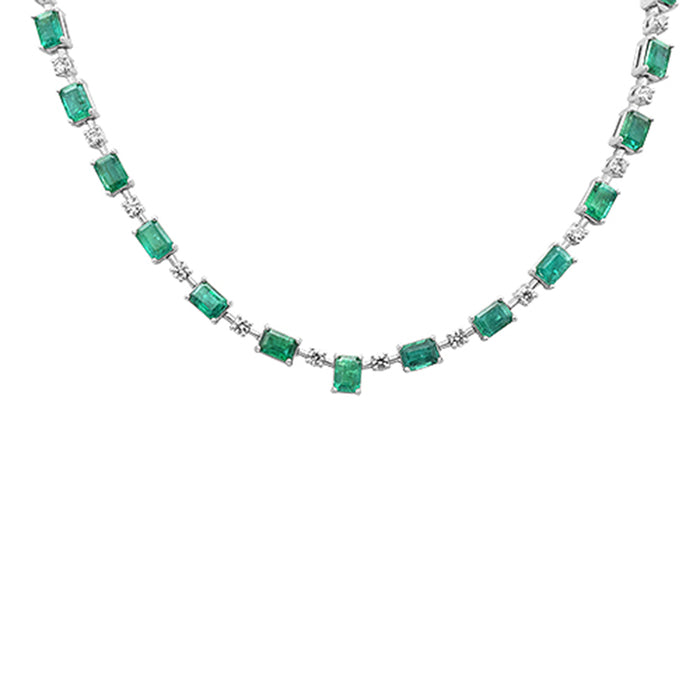 SPECIAL! 27.47ct G SI 14K White Gold Diamond & Natural Emerald Gemstones Pendant Necklace 16+2" Ext. Long