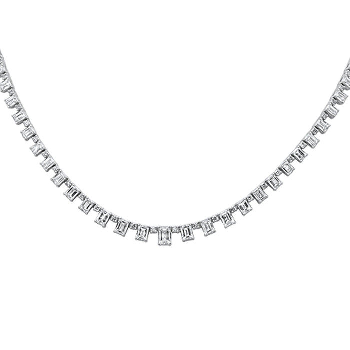 SPECIAL! 9.52ct G SI 14K White Gold Diamond & Emerald Pendant Necklace 16" Long