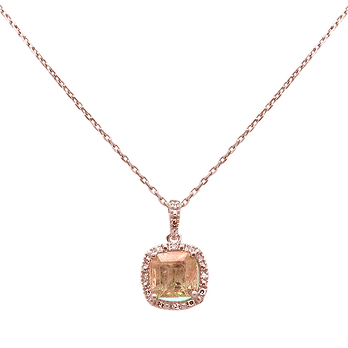 SPECIAL! 1.38ct G SI 14K Rose Gold Diamond & Morganite Gemstones Pendant Necklace 18" Long