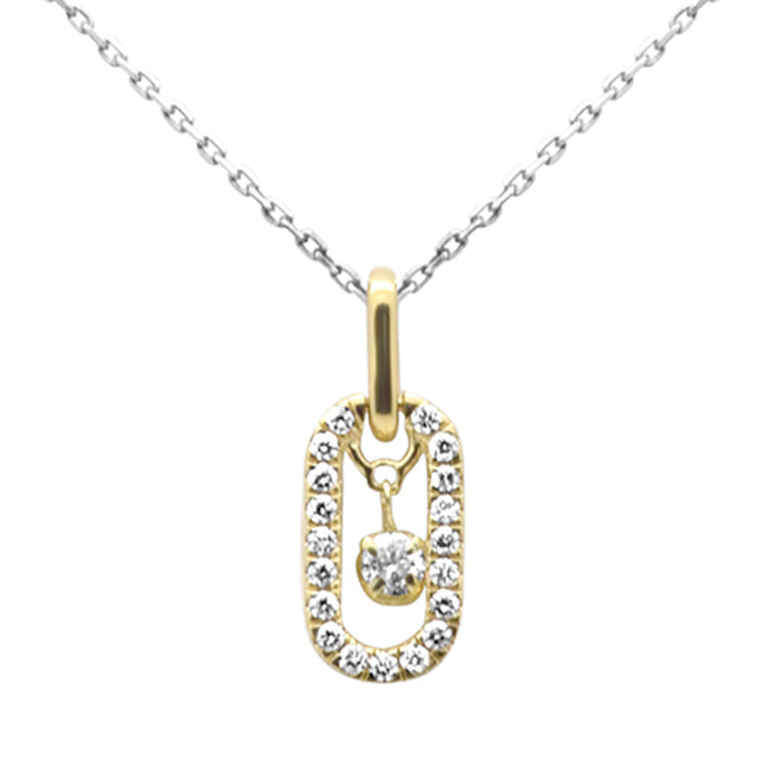 SPECIAL! .26ct G SI 14K Yellow Gold Diamond Paperclip Drop Pendant Necklace 18" Long Chain