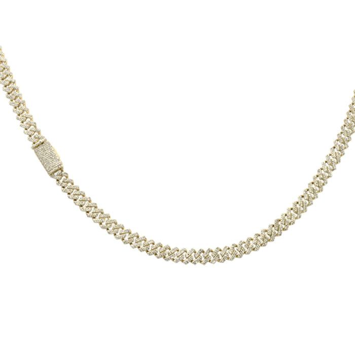 SPECIAL!5mm 3.83ct G SI 14K Yellow Gold Round Diamond Square Cuban Necklace 16" Long
