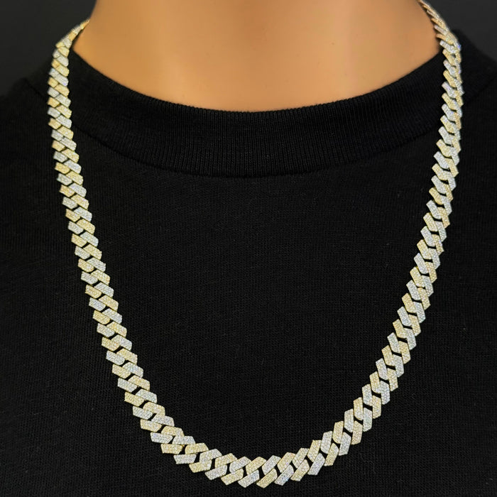 SPECIAL! 9MM 8.56ct G SI 14K Yellow & White Gold Diamond Square Cuban Chain Necklace 22" Long