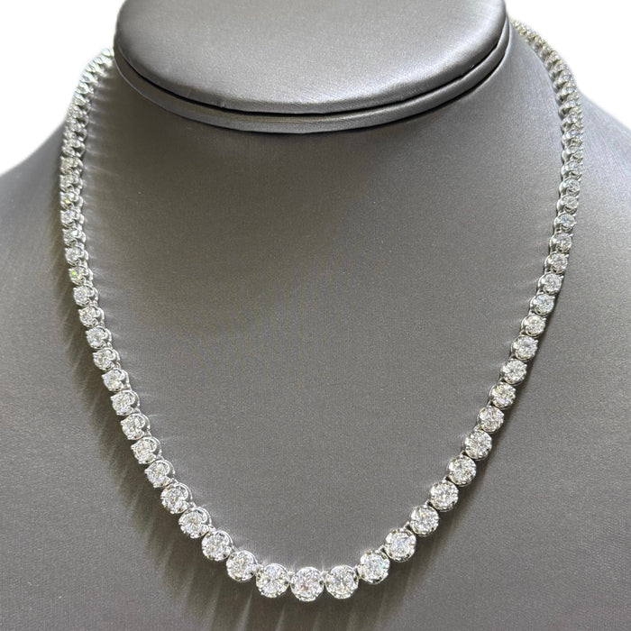 SPECIAL! 7.81ct G SI 14K White Gold Diamond Graduated Tennis Necklace 16" Long