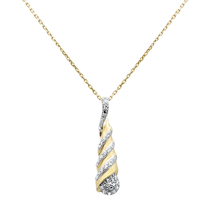 SPECIAL! .25ct G SI 14K Yellow Gold Modern Dome Diamond Drop Pendant Necklace 18" Chain