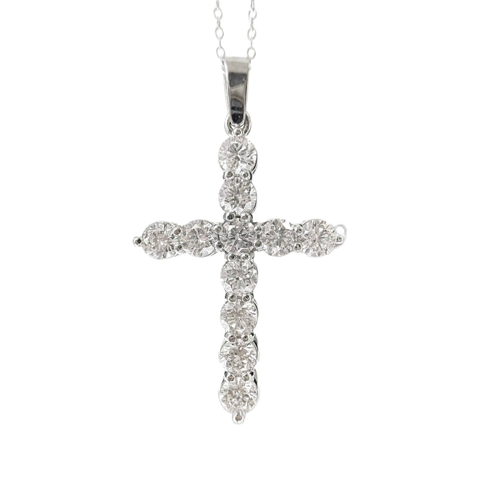 SPECIAL!2.05ct G SI 14K White Gold Diamond Cross Pendant 18" Long