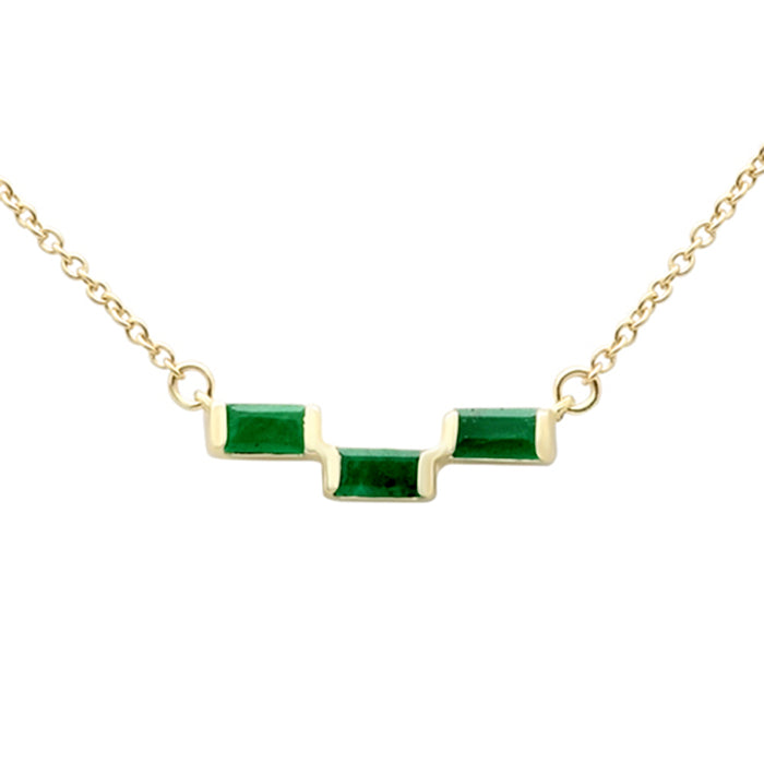 SPECIAL! .30ct G SI 14K Yellow Gold Emerald Gemstone Pendant Necklace 18" Long Chain