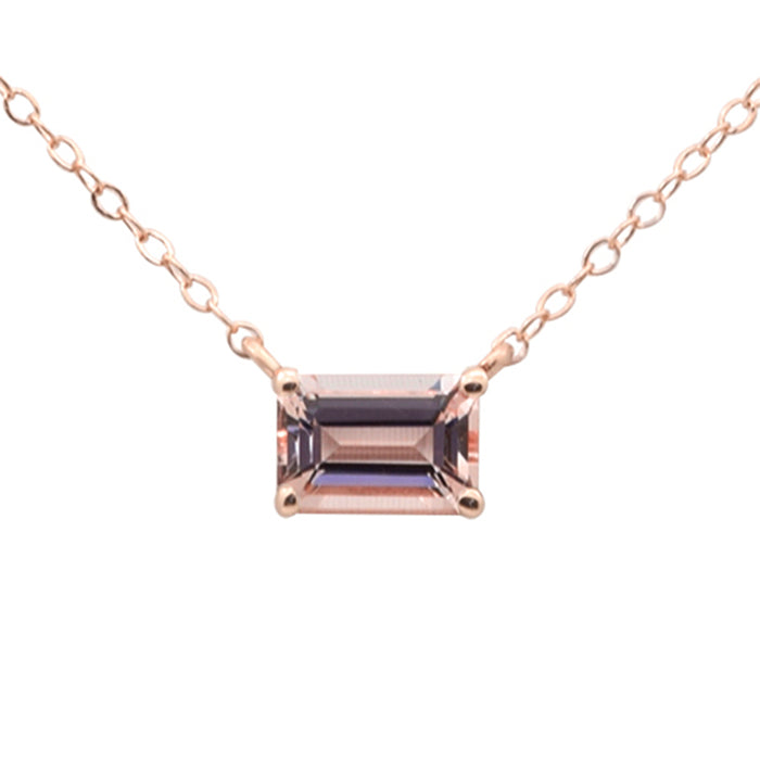 SPECIAL! .53ct G SI 14K Rose Gold Morganite Gemstone Pendant 18" Long
