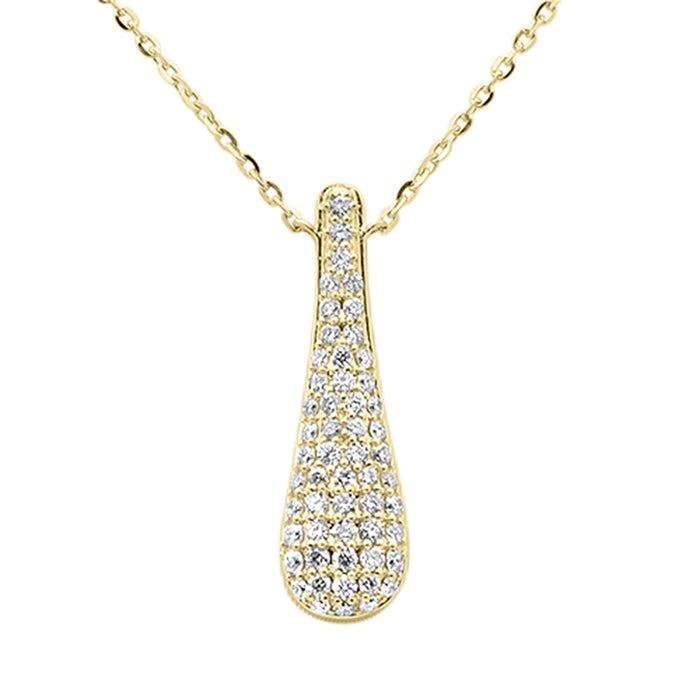 SPECIAL! .26ct G SI 14K Yellow Gold Modern Drop Dangle Diamond Pendant 18" Long