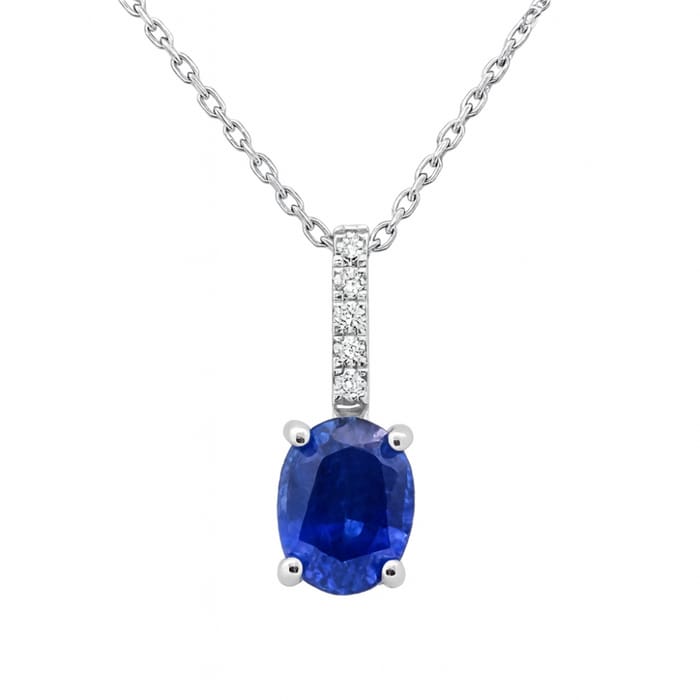 SPECIAL! 1.94ct G SI 14K White Gold Diamond & Blue Sapphire Gemstone Pendant 18" Long