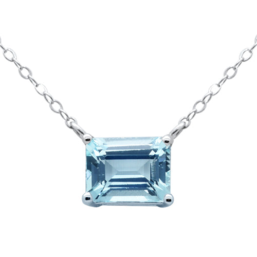 SPECIAL! 1.50ct G SI 14K White Gold Aquamarine Gemstone Solitaire Pendant Necklace 18" Long