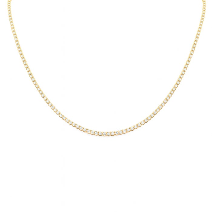 SPECIAL!3.01ct G SI 14K Yellow Gold Diamond Elegant Tennis Necklace 18" Long