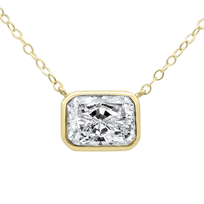 SPECIAL! 1.02ct G SI 14K Yellow Gold Radiant Cut Diamond Solitaire Pendant Necklace 18" Long
