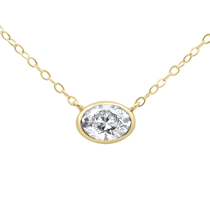 SPECIAL! .30ct G SI 14K Yellow Gold Diamond Oval Cut Solitaire Pendant Necklace 18" Long