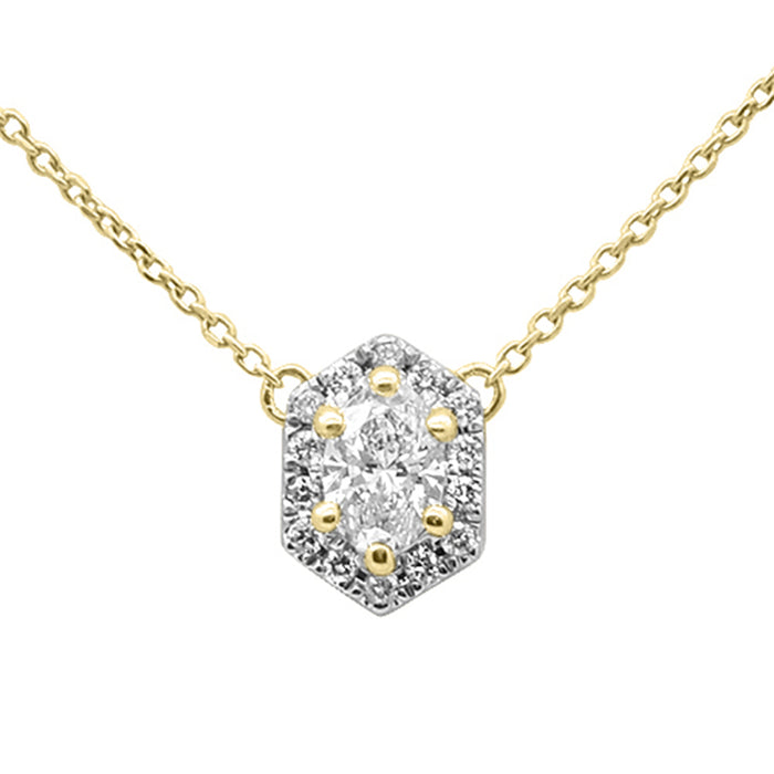 SPECIAL! .53ct G SI 14K Yellow Gold Oval Cut Diamond Pendant Necklace 16+2" Ext. Long Chain