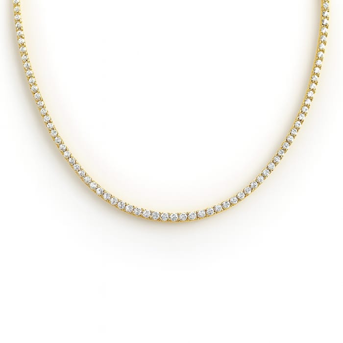 SPECIAL! 2.98ct G SI 14kt Yellow Gold Round Diamond Tennis Necklace 16" Long
