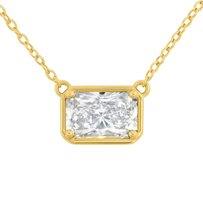 SPECIAL! 1.01ct G SI 14kt Yellow Gold Bezel Set Radiant Cut Diamond Pendant Necklace 18"