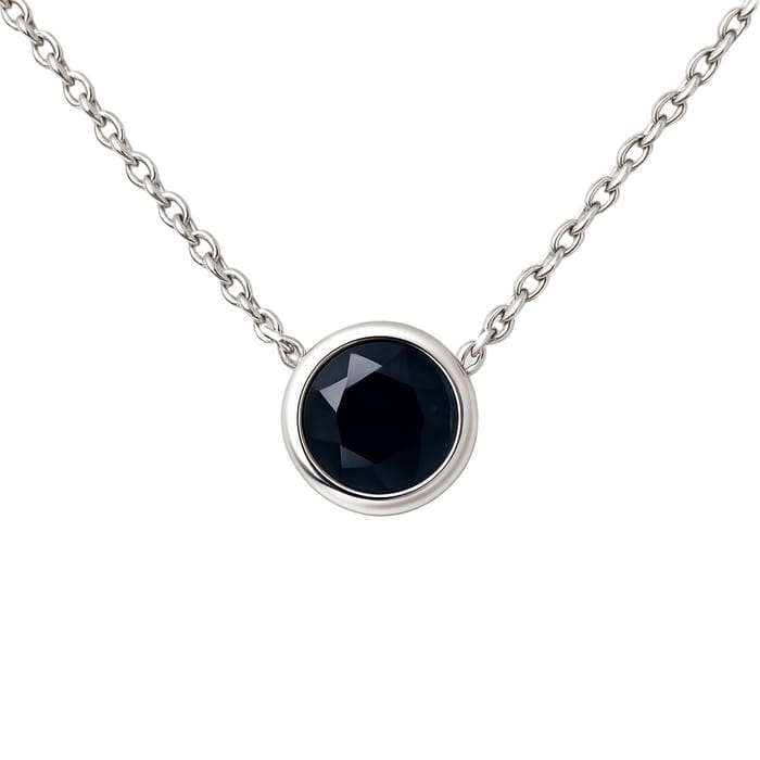 SPECIAL! .54ct G SI White Gold Blue Sapphire Gemstone Bezel Pendant Necklace 18" long