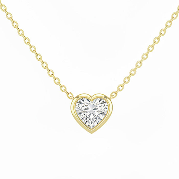 SPECIAL! .27ct G SI 14kt Yellow Gold Bezel Set Heart Shape Diamond Pendant Necklace 16+2" Long