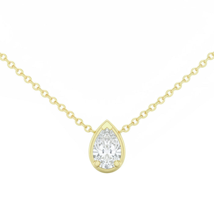 SPECIAL! .24ct G SI 14kt Yellow Gold Pear Cut Diamond Solitaire Pendant Necklace 16+2" Long