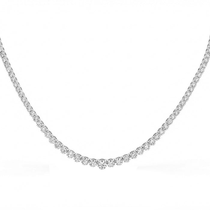 SPECIAL! 3.99ct G SI 14kt White Gold Round Diamond Graduated Tennis Necklace 16" Long