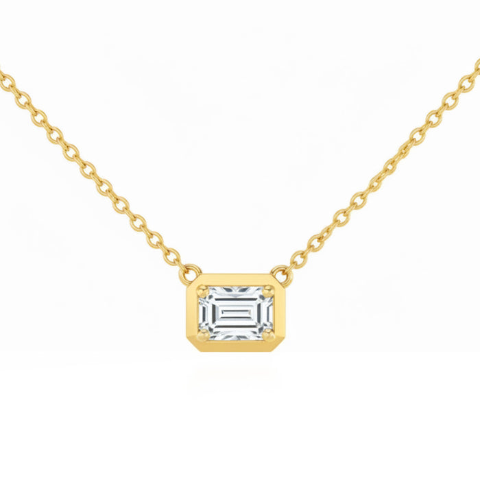 SPECIAL! .29ct G SI 14kt Yellow Gold Emerald Cut Diamond Pendant Necklace 16+2" Long
