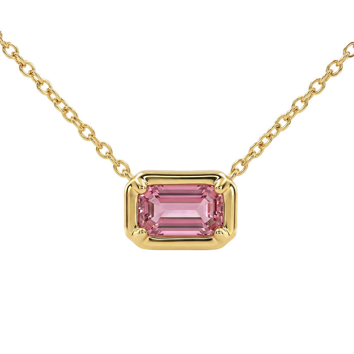 SPECIAL! .36ct G SI 14kt Yellow Gold Bezel Set Pink Sapphire Gemstone Pendant Necklace 16 + 2" Long