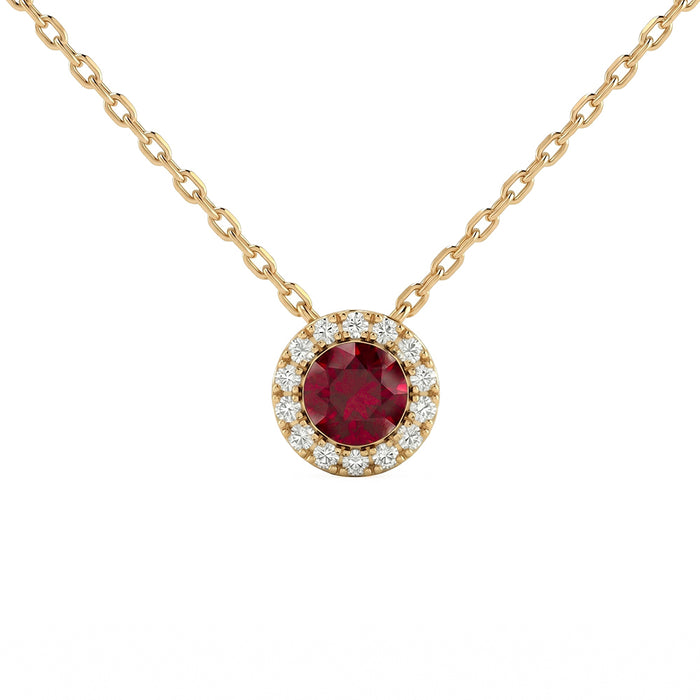 SPECIAL! .45ct G SI 14kt Yellow Gold Diamond & Ruby Gemstone Pendant Necklace 18" Long