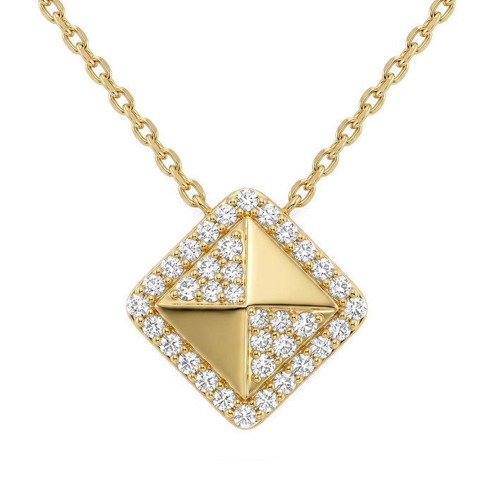 SPECIAL! .18ct G SI 14kt Yellow Gold Diamond Modern Pendant 16+2" Long