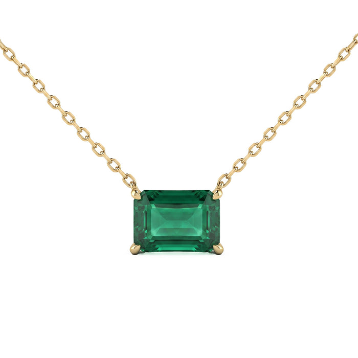 SPECIAL! 1.00ct G SI 14kt Yellow Gold Emerald Gemstone Solitaire Pendant Necklace 16 + 2" Long