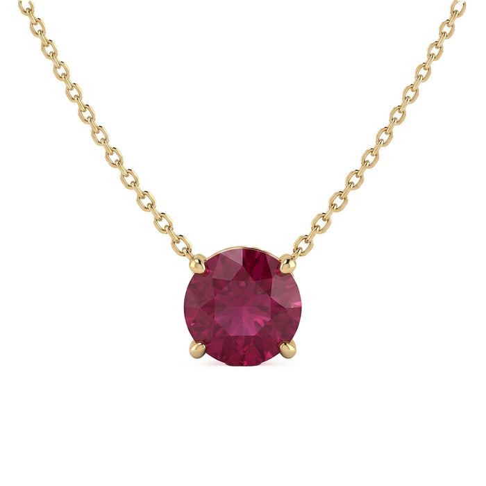 SPECIAL! 1.09ct G SI 14kt Yellow Gold Ruby Gemstone SoliatirePendant Necklace 16 + 2" Long