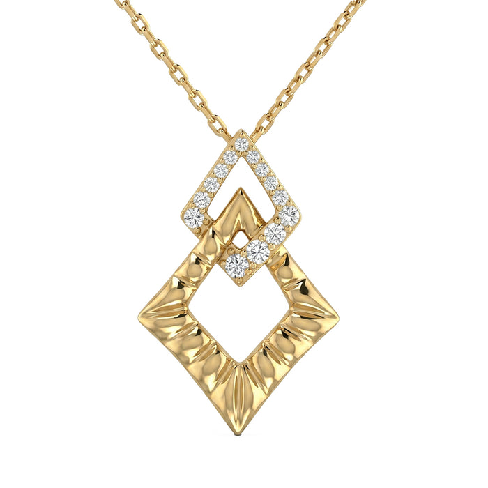 SPECIAL! .10ct G SI 14kt Yellow Gold Diamond Modern Pendant Necklace 18" Long