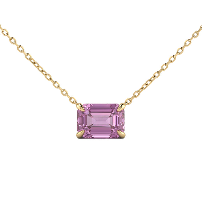 SPECIAL! .93ct G SI 14kt Yellow Gold Pink Sapphire Gemstone Solitaire Pendant Necklace 16 + 2" Long