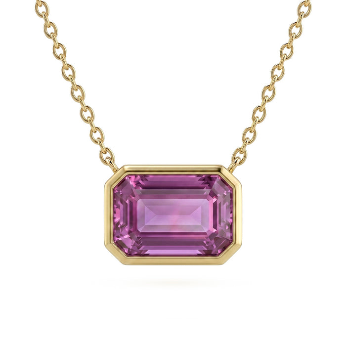 SPECIAL! 1.00ct G SI 14kt Yellow Gold Pink Sapphire Gemstone Pendant Necklace 16 + 2" Long