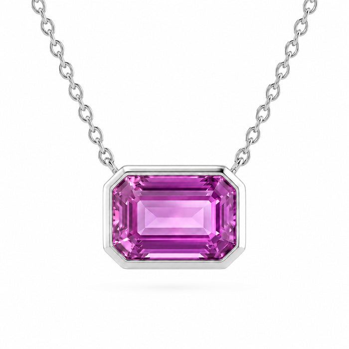 SPECIAL! .81ct G SI 14kt White Gold Pink Sapphire Gemstone Pendant Necklace 16 + 2" Long