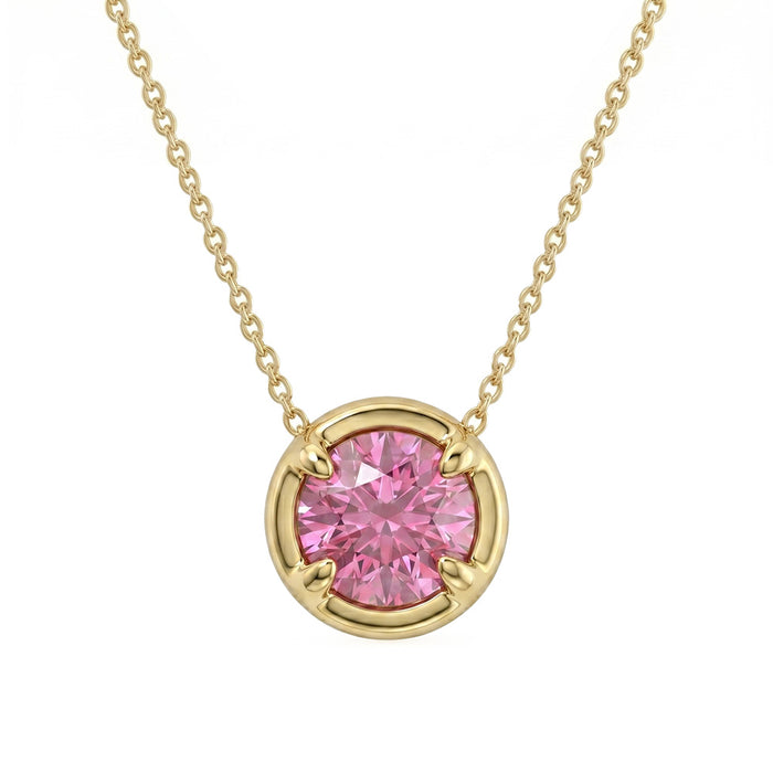 .30ct G SI 14kt Yellow Gold Pink Sapphire Gemstone Pendant Necklace 16 + 2 " Long