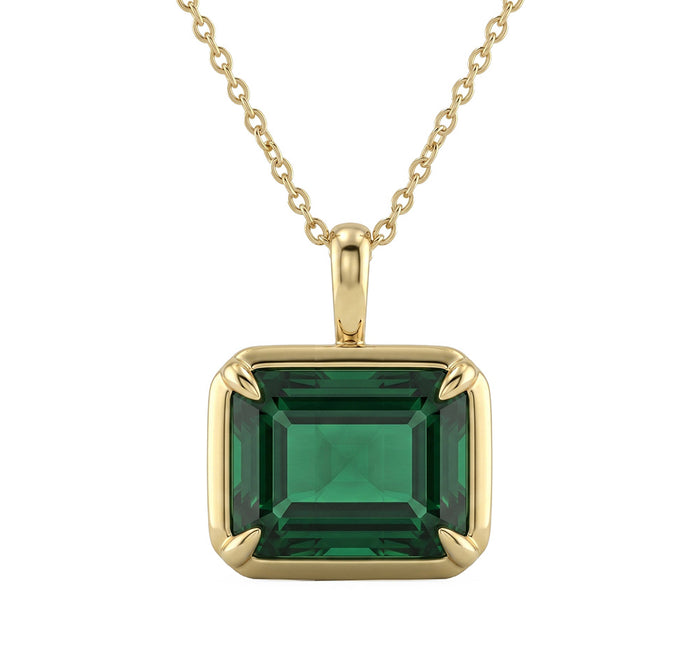 SPECIAL! 4.07ct G SI 14kt Yellow Gold Emerald Gemstone Pendant Necaklace 18" Long