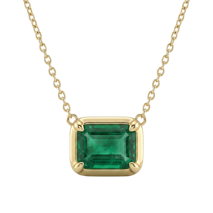 SPECIAL! 1.26ct G SI 14kt Yellow Gold Emerald Gemstone Pendant Necaklace 18" Long