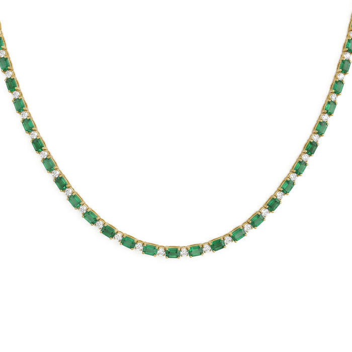 SPECIAL! 3.84ct G SI 14kt Yellow Gold Diamond & Emerald Gemstone Necklace 16" Long
