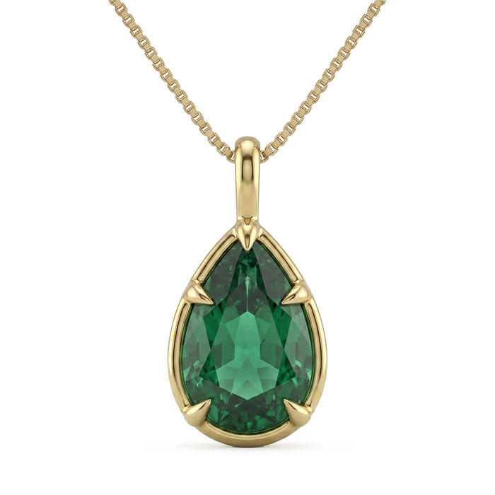 SPECIAL! 4.35ct G SI 14K Yellow Gold Emerald Gemstone Pendant .75"